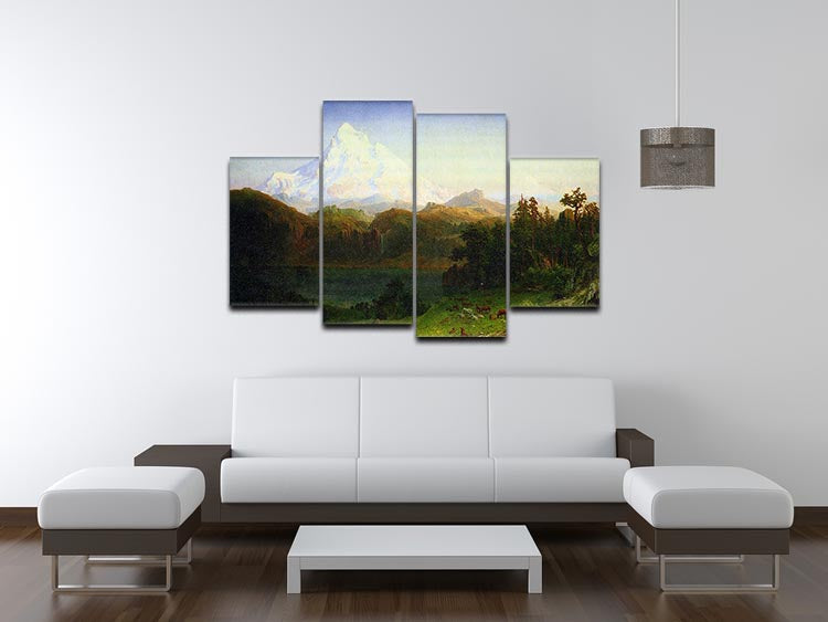 Mt. Hood Oregon by Bierstadt 4 Split Panel Canvas - Canvas Art Rocks - 3