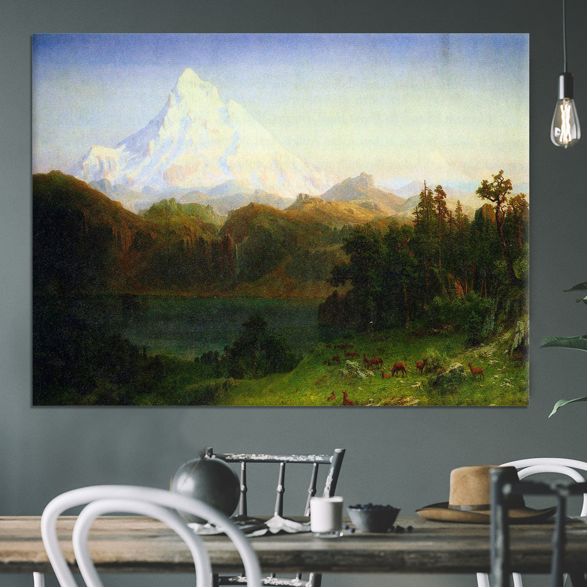 Mt. Hood Oregon by Bierstadt Canvas Print or Poster - Canvas Art Rocks - 3