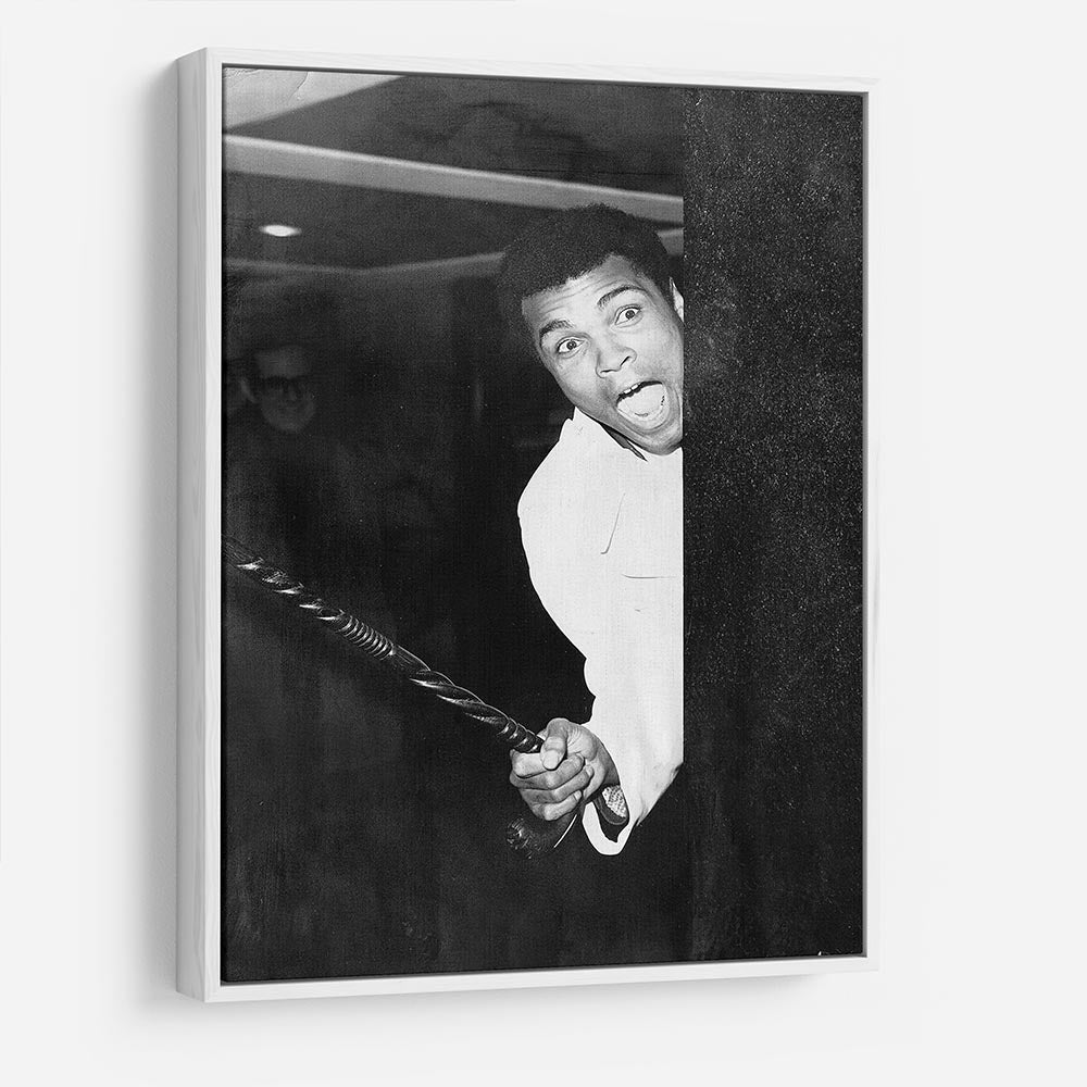 Muhammad Ali larking about at Heathrow HD Metal Print