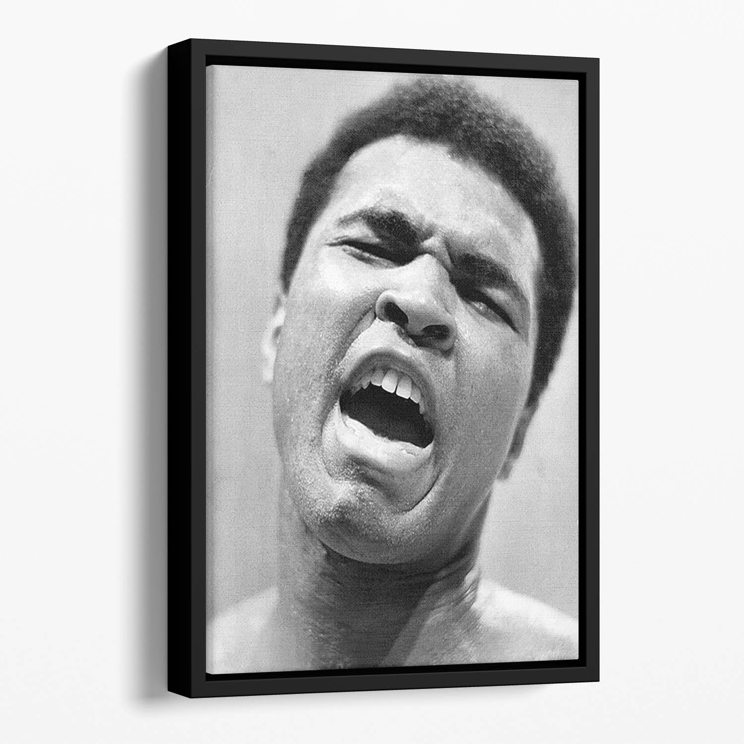 Muhammad Ali shouts Floating Framed Canvas