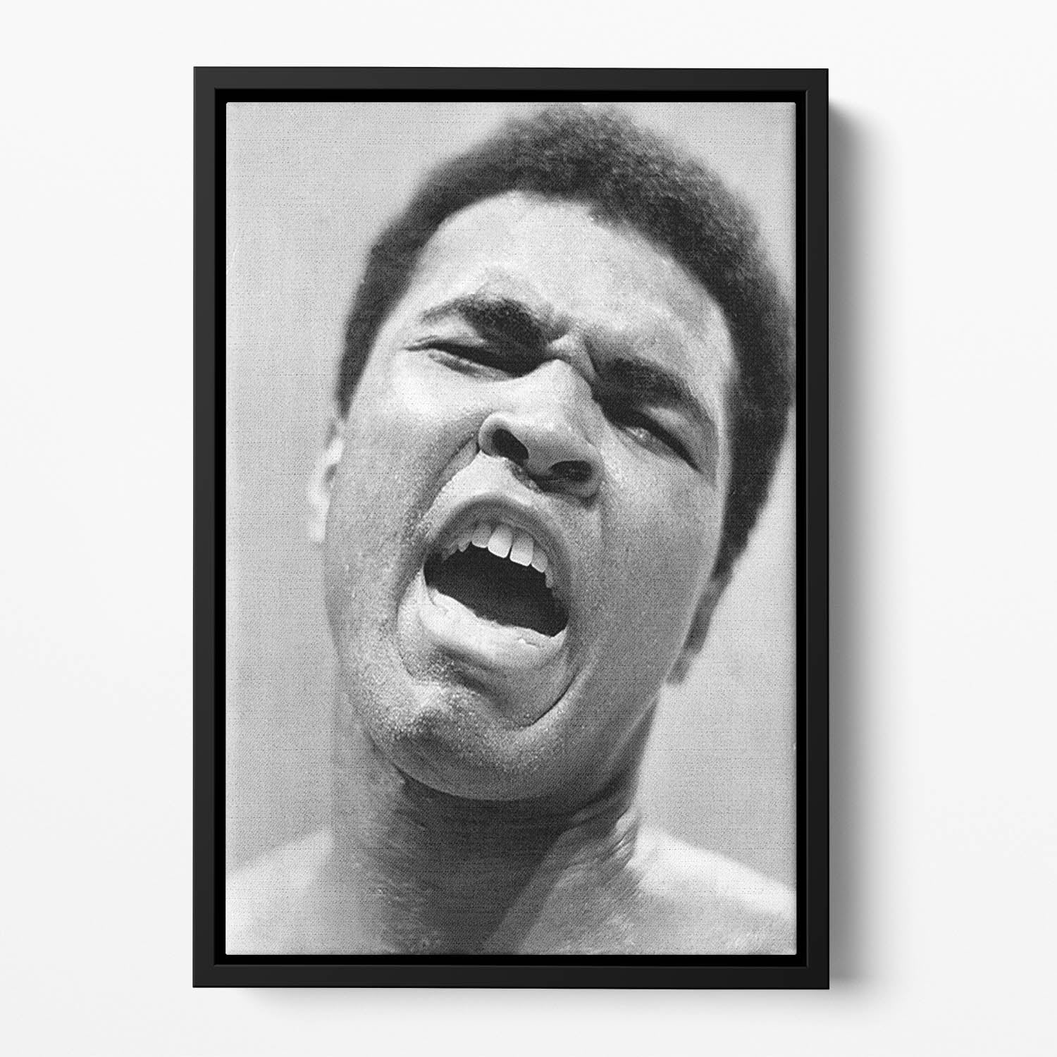 Muhammad Ali shouts Floating Framed Canvas