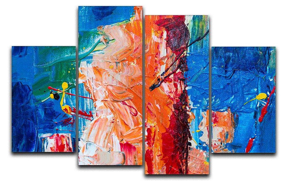 Multicolored Abstract Painting 4 Split Panel Canvas  - Canvas Art Rocks - 1