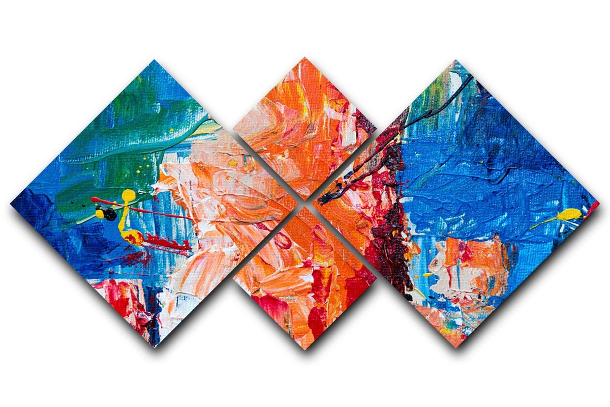 Multicolored Abstract Painting 4 Square Multi Panel Canvas  - Canvas Art Rocks - 1