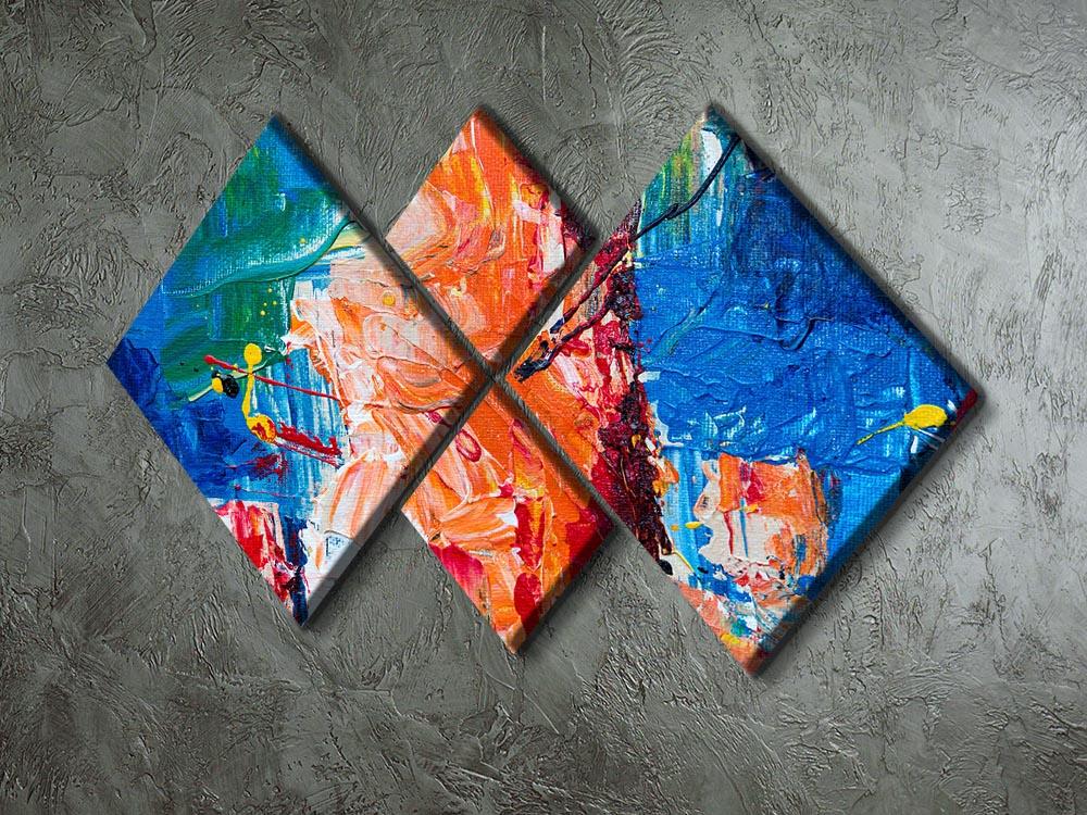 Multicolored Abstract Painting 4 Square Multi Panel Canvas - Canvas Art Rocks - 2