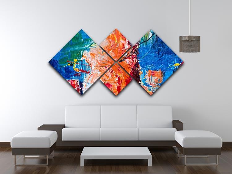 Multicolored Abstract Painting 4 Square Multi Panel Canvas - Canvas Art Rocks - 3