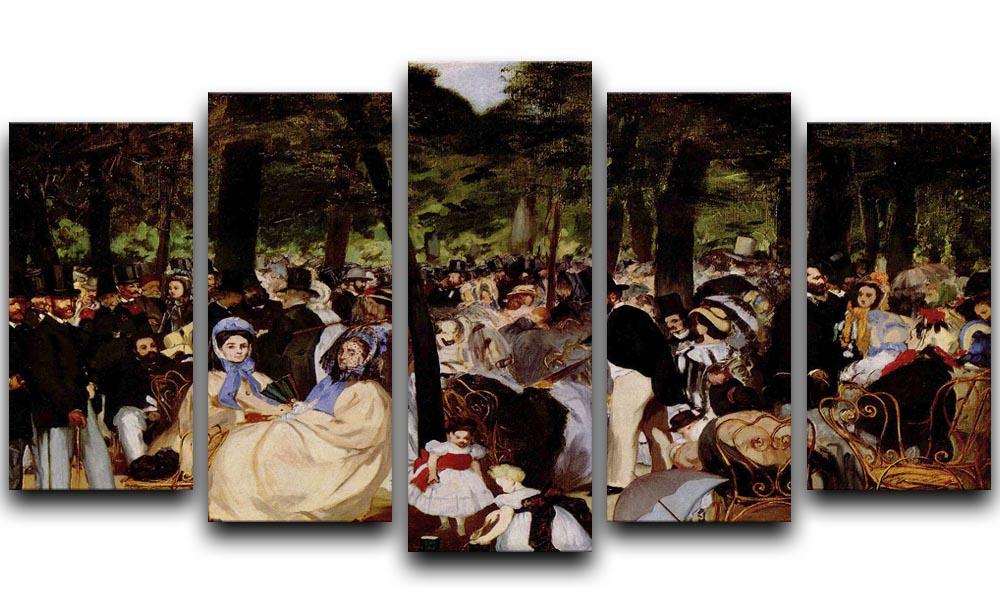Music in Tuilerie Garden by Manet 5 Split Panel Canvas  - Canvas Art Rocks - 1