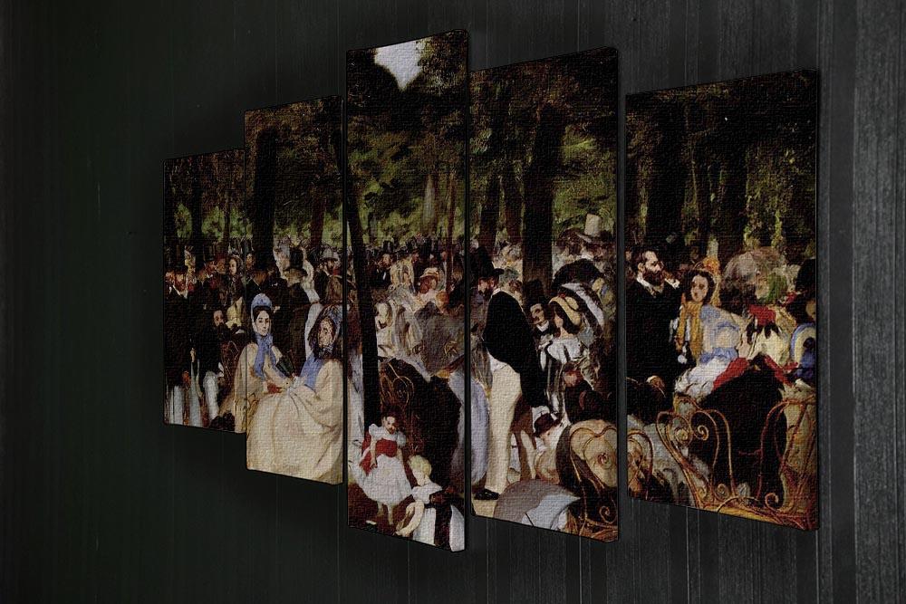 Music in Tuilerie Garden by Manet 5 Split Panel Canvas - Canvas Art Rocks - 2
