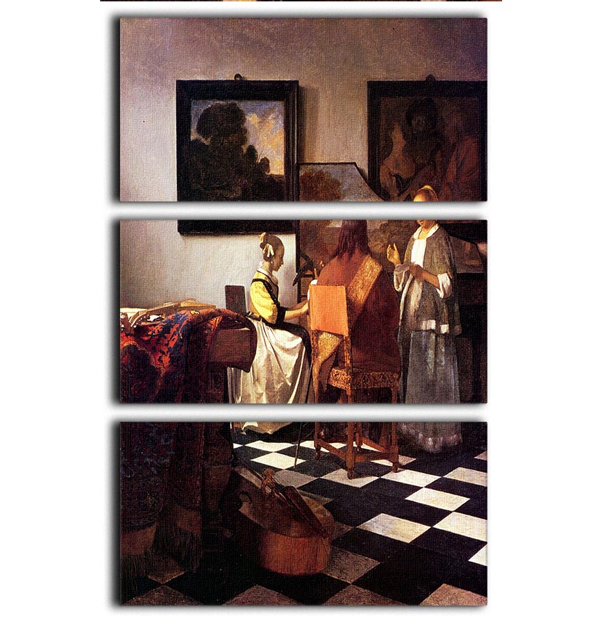 Musical Trio by Vermeer 3 Split Panel Canvas Print - Canvas Art Rocks - 1