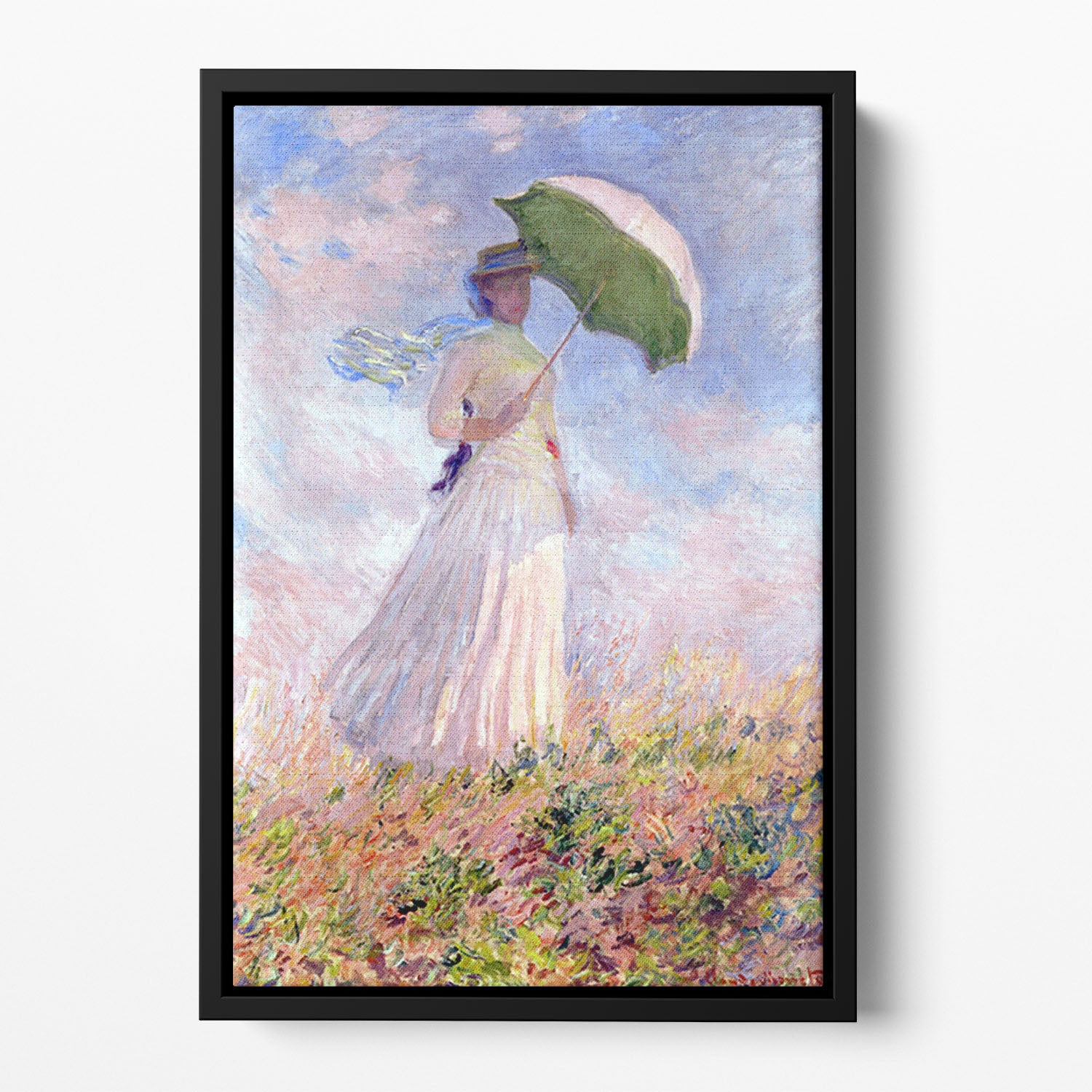 Nainen ja paivanvarjo by Monet Floating Framed Canvas