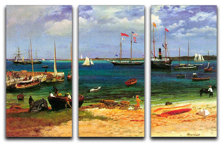 Nassau port by Bierstadt 3 Split Panel Canvas Print - Canvas Art Rocks - 1
