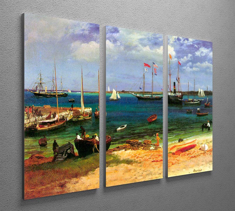 Nassau port by Bierstadt 3 Split Panel Canvas Print - Canvas Art Rocks - 2