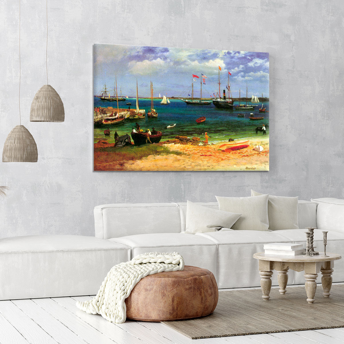 Nassau port by Bierstadt Canvas Print or Poster - Canvas Art Rocks - 6