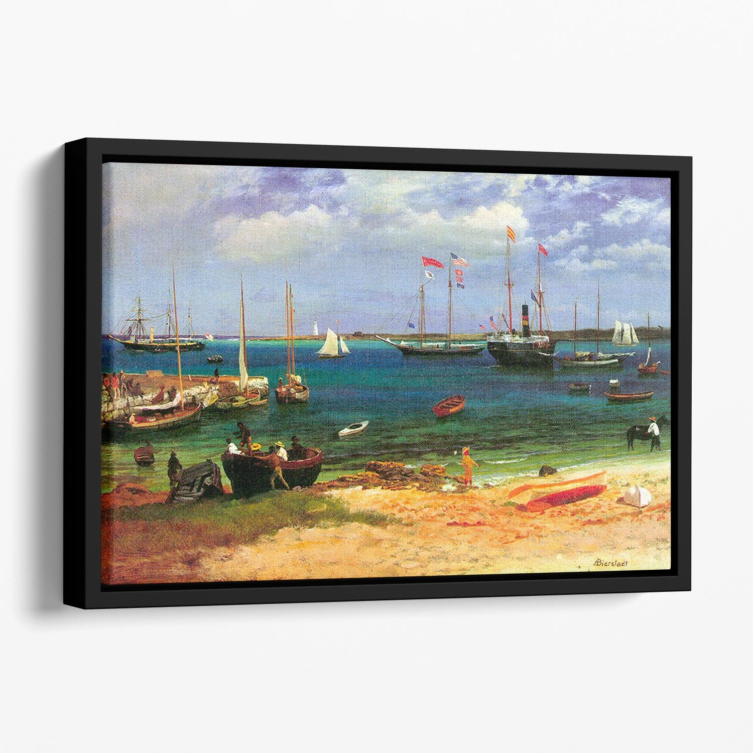Nassau port by Bierstadt Floating Framed Canvas - Canvas Art Rocks - 1