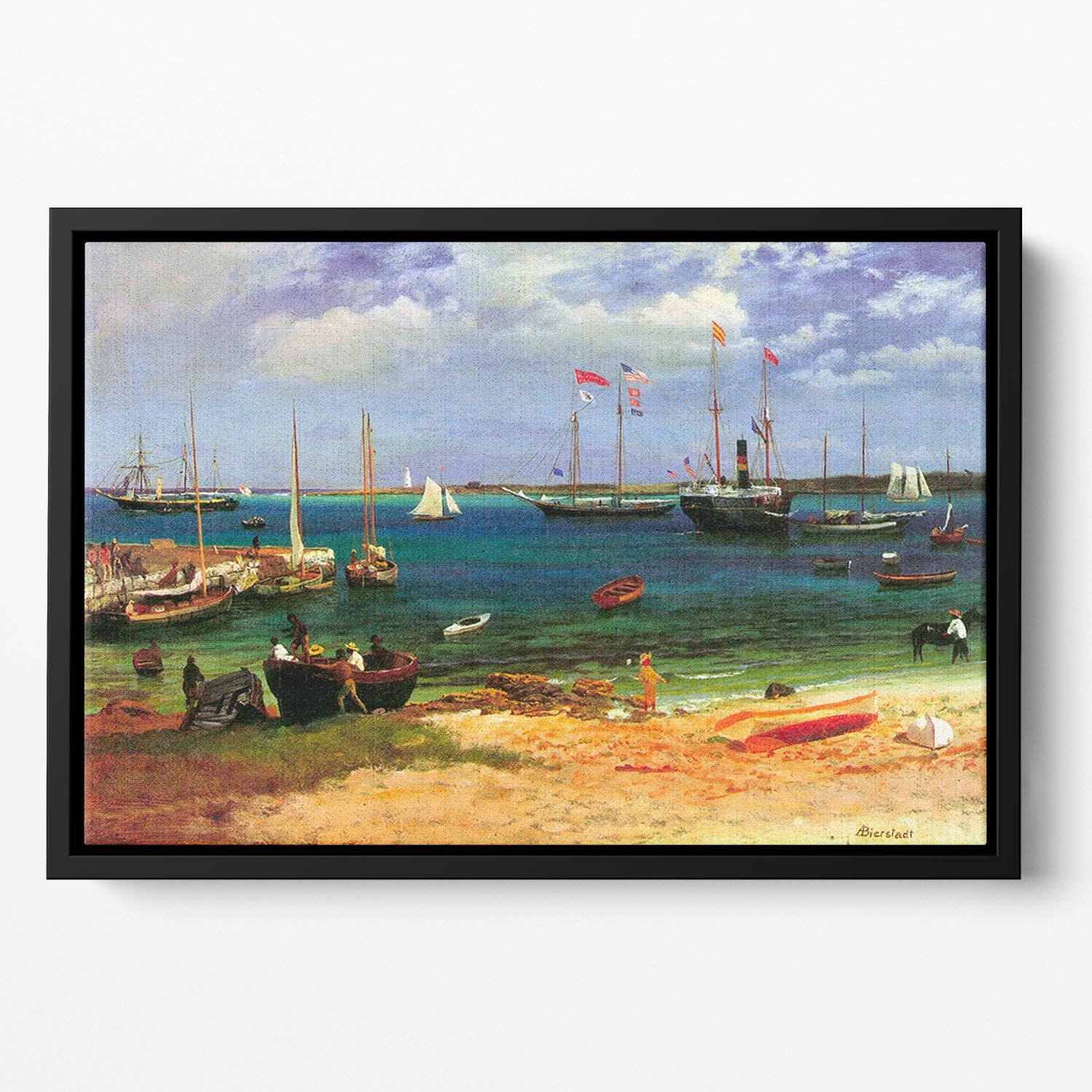 Nassau port by Bierstadt Floating Framed Canvas - Canvas Art Rocks - 2