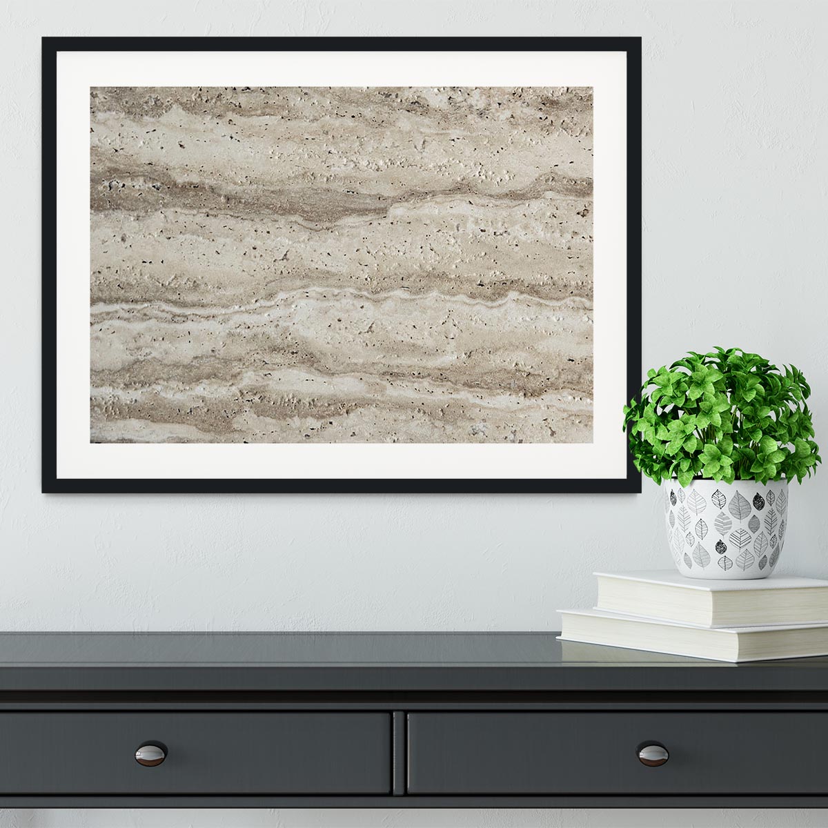 Natural Grey Tetxured Stone Framed Print - Canvas Art Rocks - 1