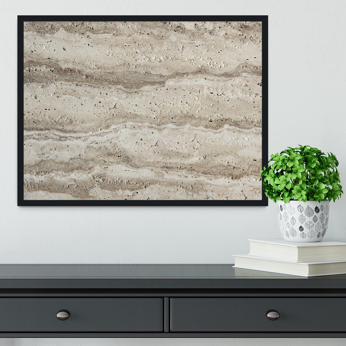 Natural Grey Tetxured Stone Framed Print - Canvas Art Rocks - 2