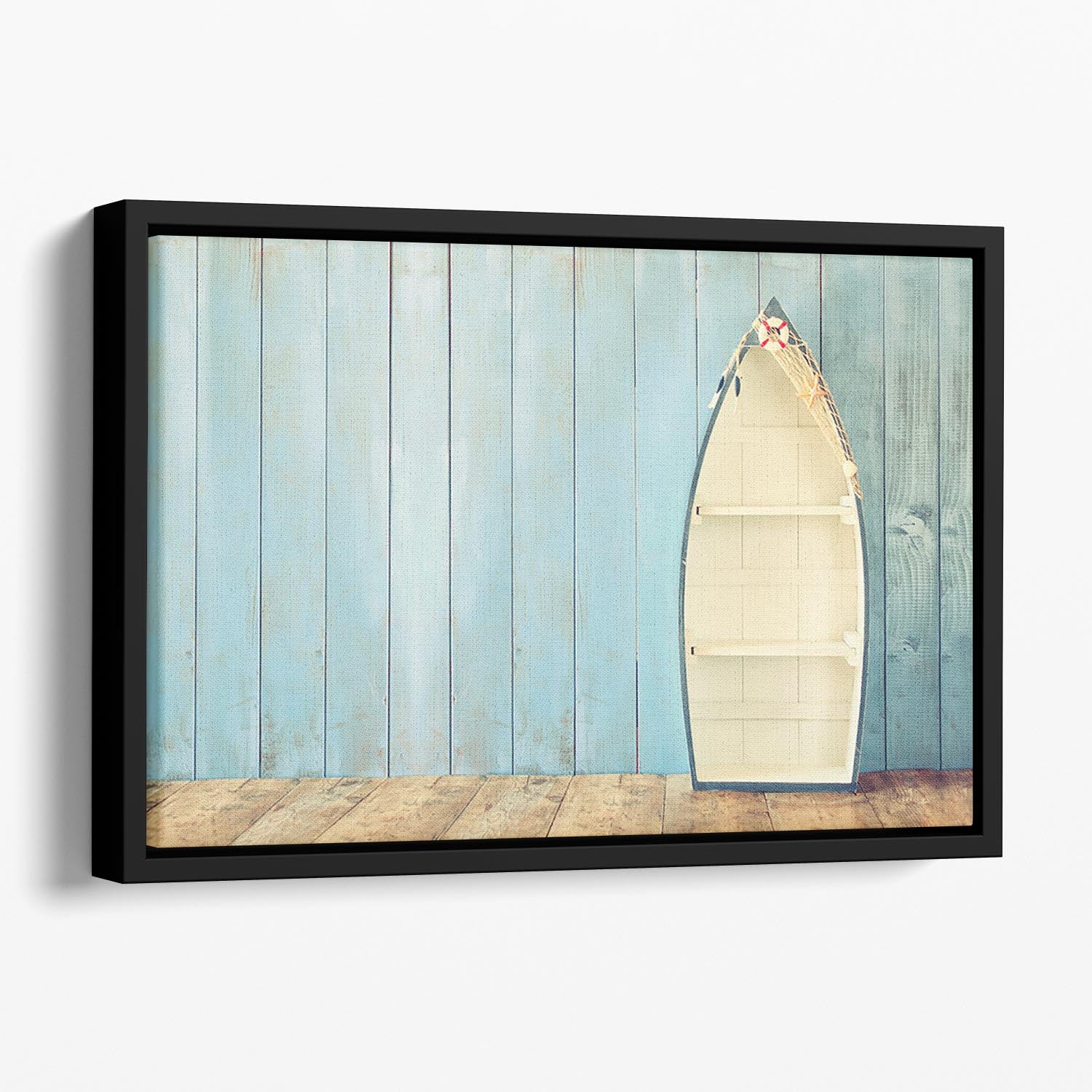 Nautical boat shape shelves Floating Framed Canvas - Canvas Art Rocks - 1