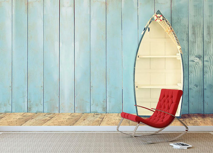 Nautical boat shape shelves Wall Mural Wallpaper