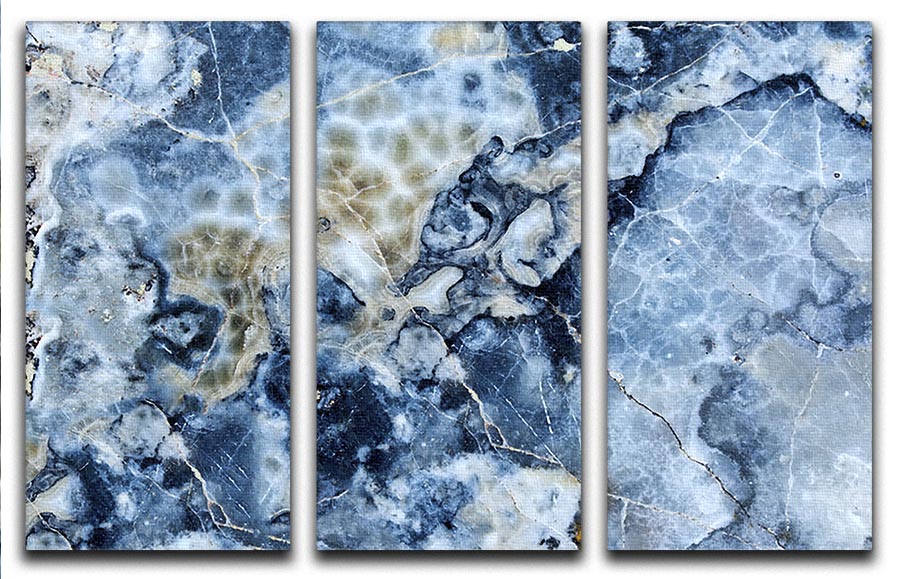 Navy Cracked and Speckled Marble 3 Split Panel Canvas Print - Canvas Art Rocks - 1