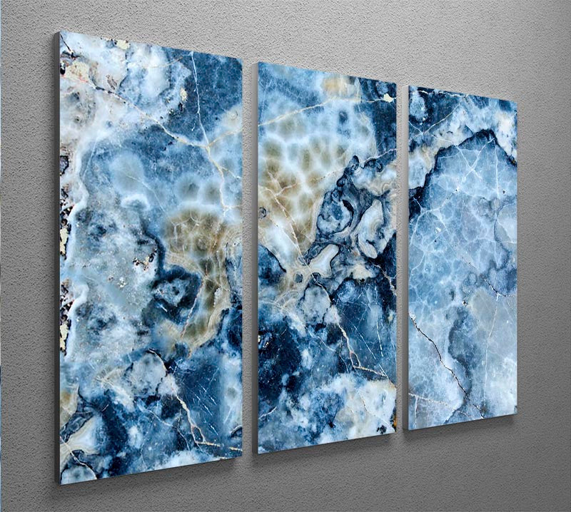 Navy Cracked and Speckled Marble 3 Split Panel Canvas Print - Canvas Art Rocks - 2