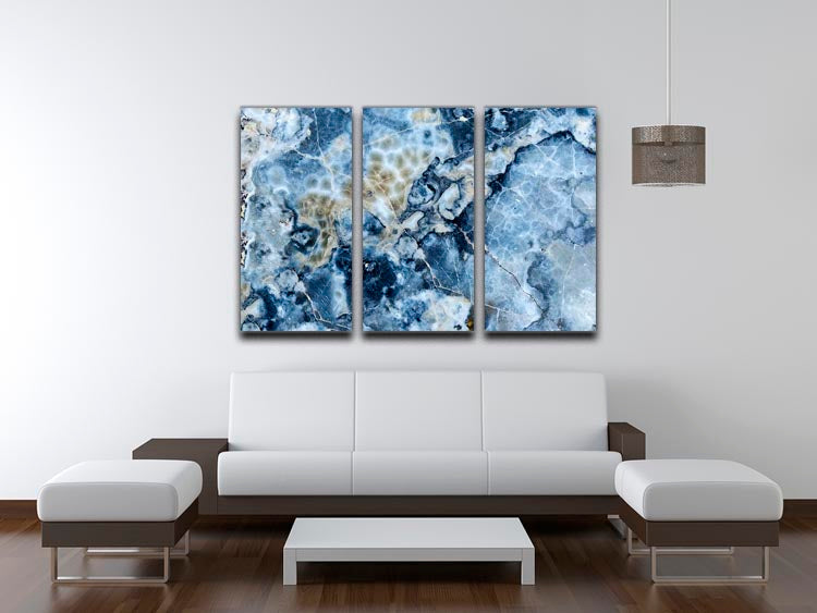 Navy Cracked and Speckled Marble 3 Split Panel Canvas Print - Canvas Art Rocks - 3