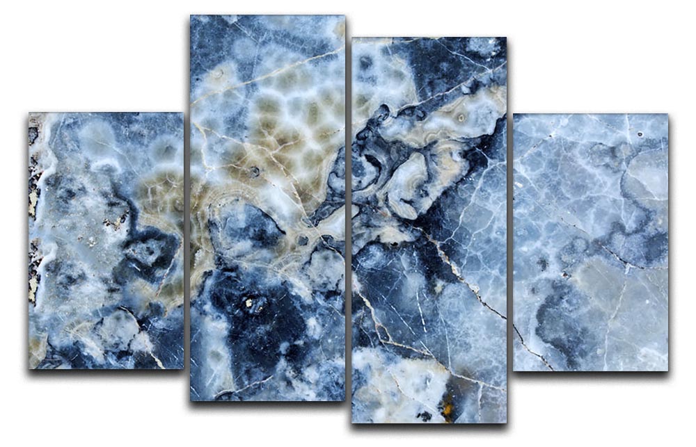 Navy Cracked and Speckled Marble 4 Split Panel Canvas - Canvas Art Rocks - 1