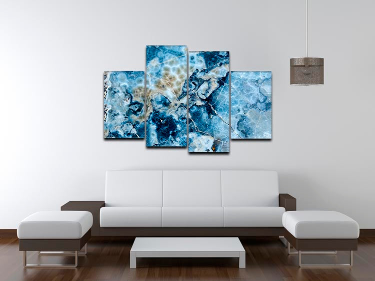 Navy Cracked and Speckled Marble 4 Split Panel Canvas - Canvas Art Rocks - 3