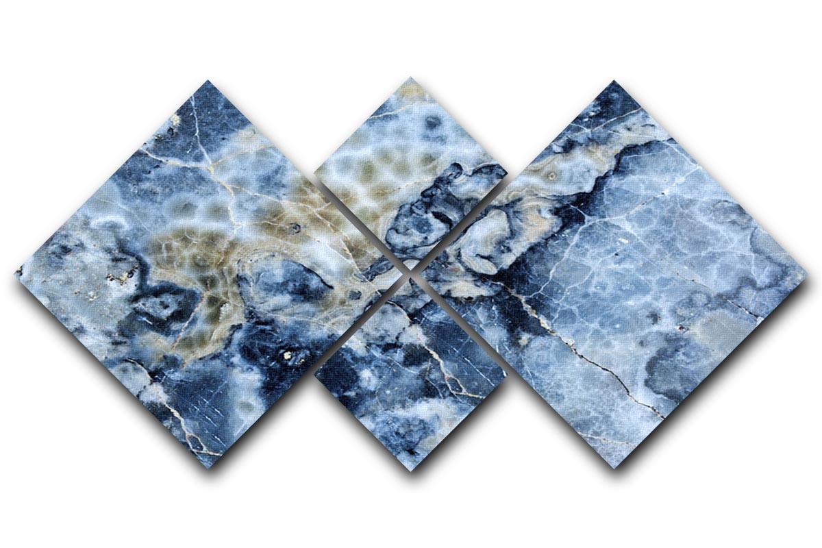 Navy Cracked and Speckled Marble 4 Square Multi Panel Canvas - Canvas Art Rocks - 1