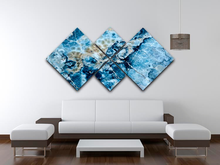 Navy Cracked and Speckled Marble 4 Square Multi Panel Canvas - Canvas Art Rocks - 3