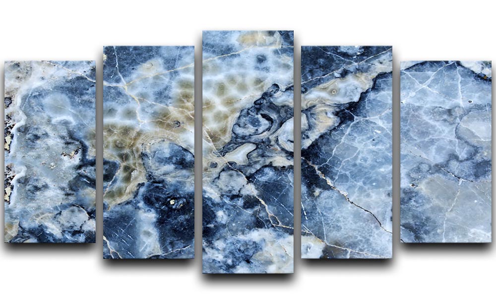 Navy Cracked and Speckled Marble 5 Split Panel Canvas - Canvas Art Rocks - 1