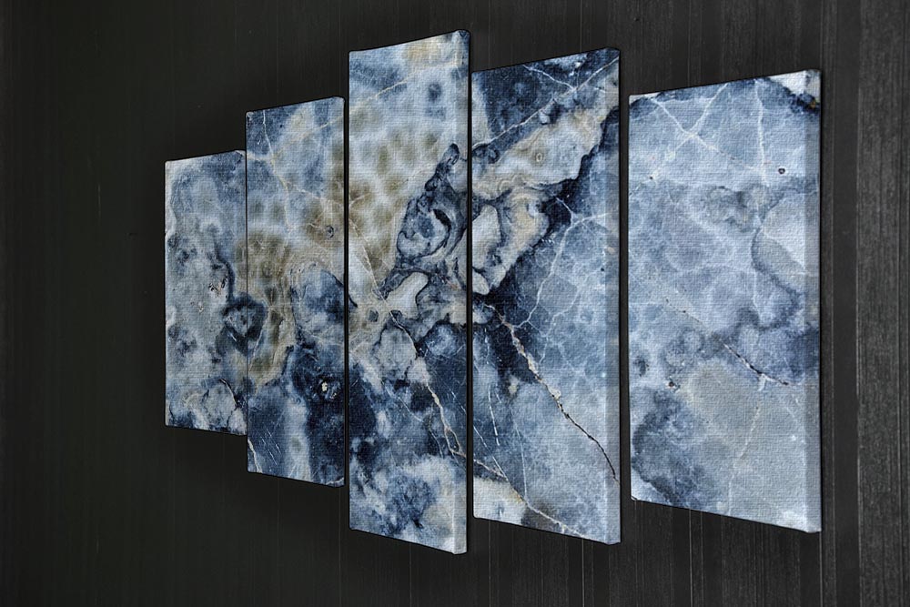 Navy Cracked and Speckled Marble 5 Split Panel Canvas - Canvas Art Rocks - 2