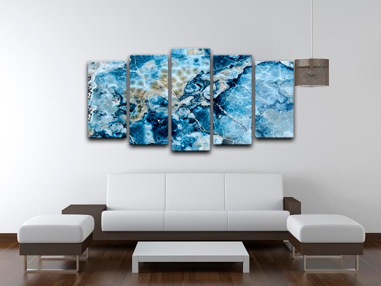 Navy Cracked and Speckled Marble 5 Split Panel Canvas - Canvas Art Rocks - 3