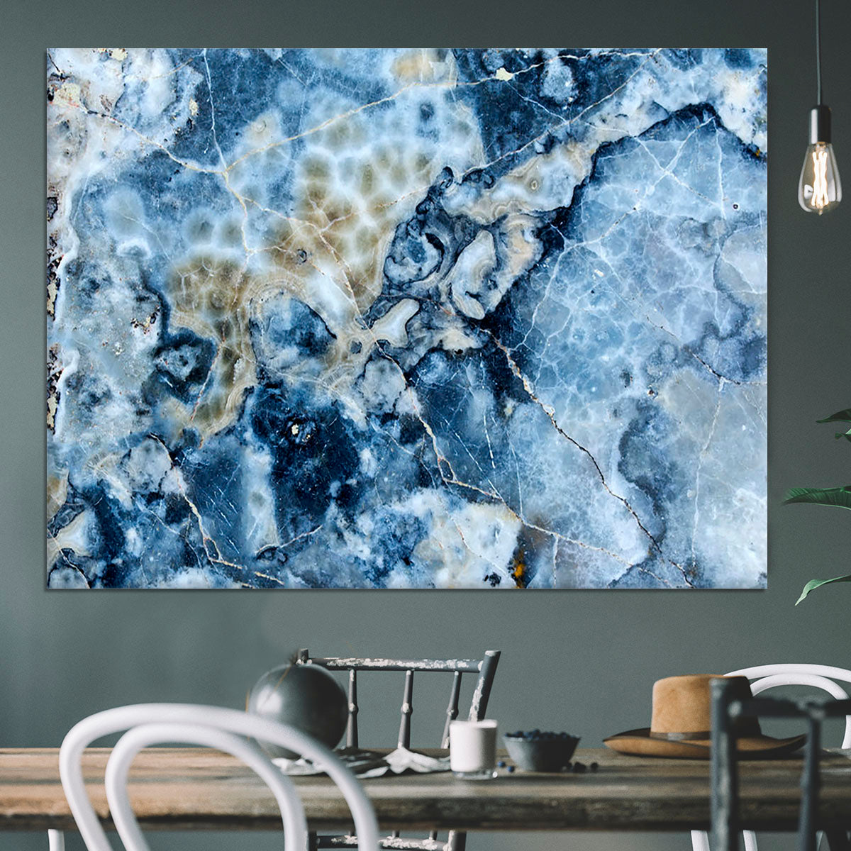 Navy Cracked and Speckled Marble Canvas Print or Poster - Canvas Art Rocks - 3