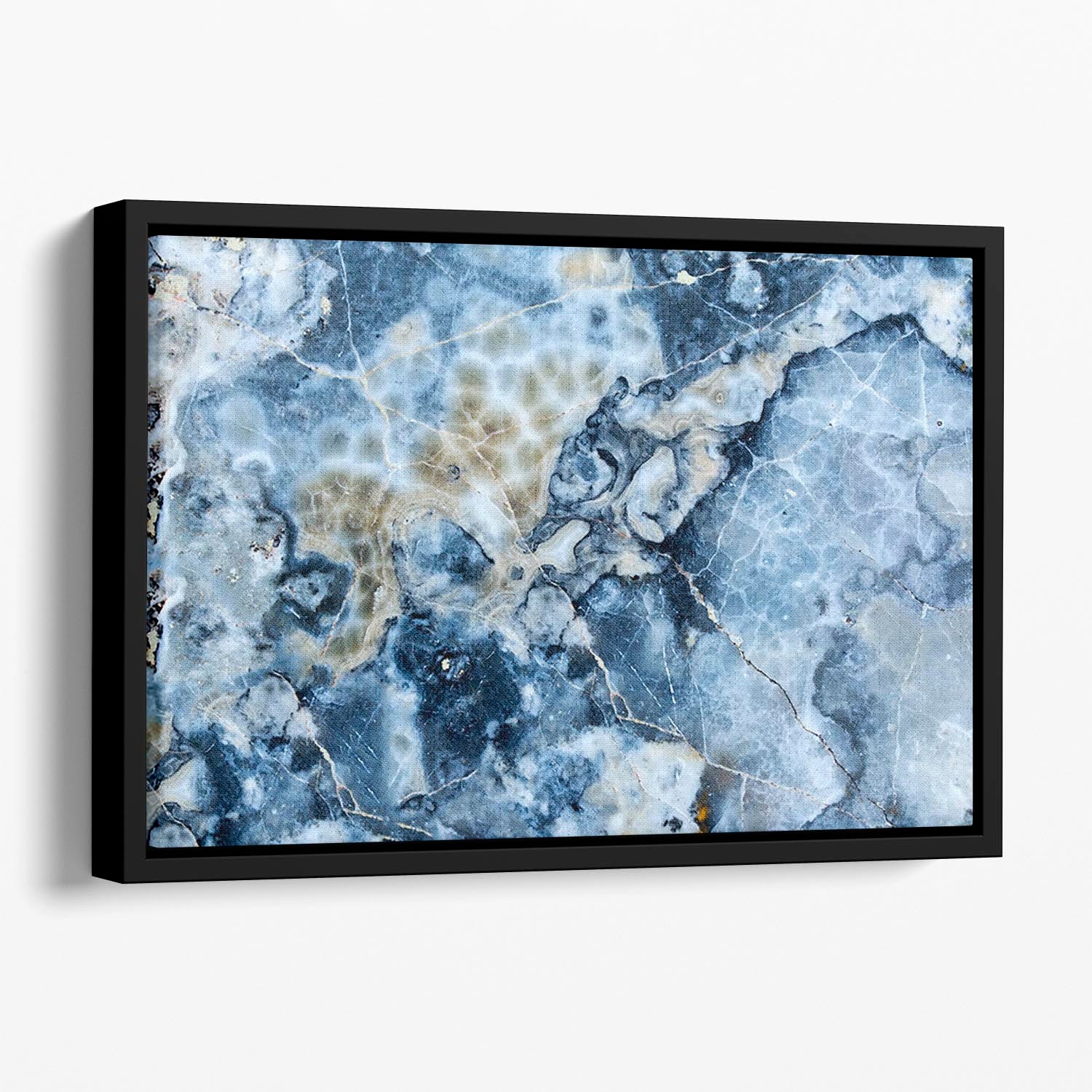 Navy Cracked and Speckled Marble Floating Framed Canvas - Canvas Art Rocks - 1