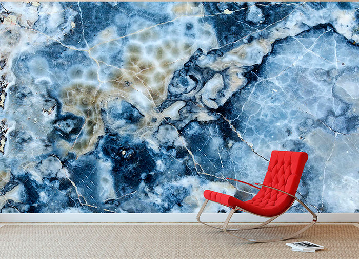 Navy Cracked and Speckled Marble Wall Mural Wallpaper