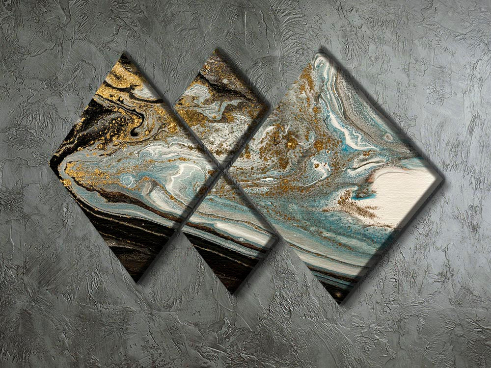 Navy Gold and White Marble Swirl 4 Square Multi Panel Canvas - Canvas Art Rocks - 2