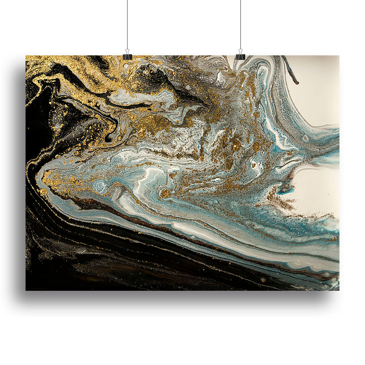 Navy Gold and White Marble Swirl Canvas Print or Poster - Canvas Art Rocks - 2