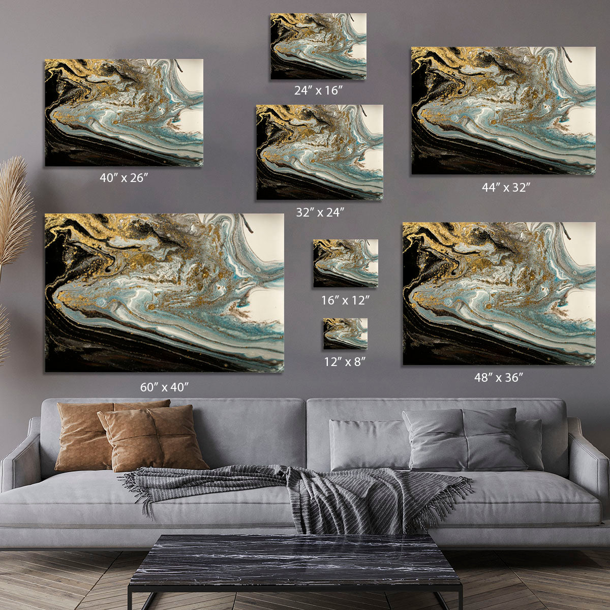 Navy Gold and White Marble Swirl Canvas Print or Poster - Canvas Art Rocks - 7