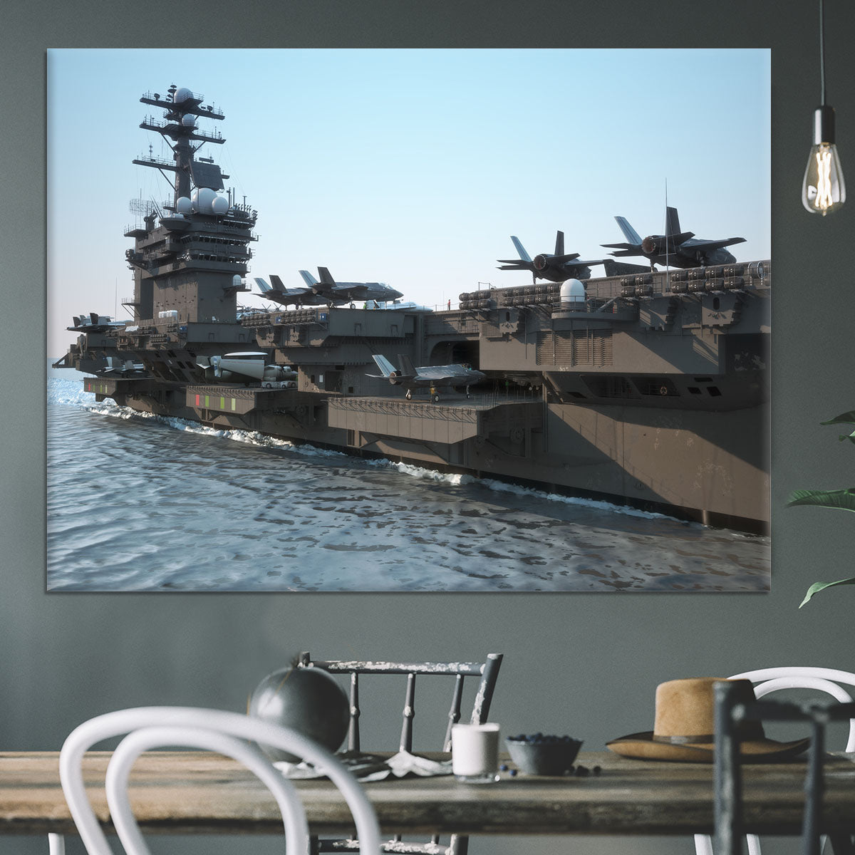 Navy aircraft carrier angled view Canvas Print or Poster - Canvas Art Rocks - 3
