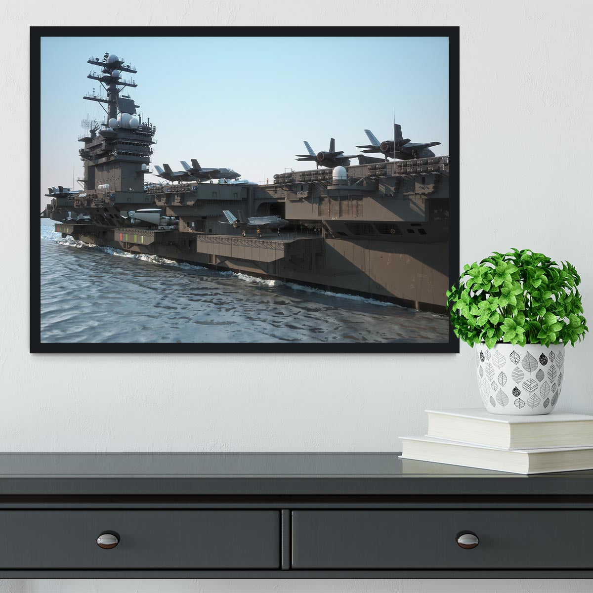 Navy aircraft carrier angled view Framed Print - Canvas Art Rocks - 2