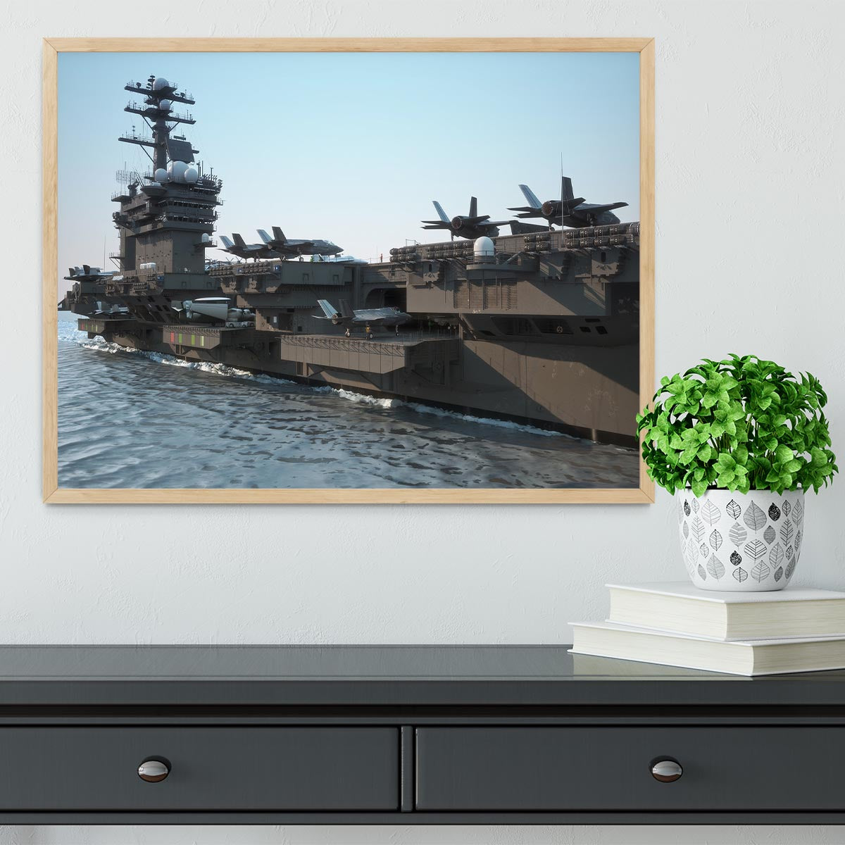 Navy aircraft carrier angled view Framed Print - Canvas Art Rocks - 4