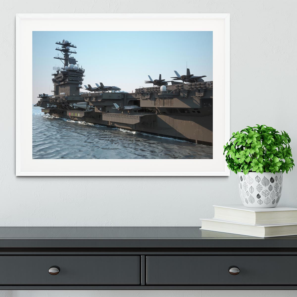 Navy aircraft carrier angled view Framed Print - Canvas Art Rocks - 5