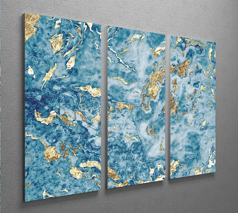 Navy and Gold Foil Marble 3 Split Panel Canvas Print - Canvas Art Rocks - 2