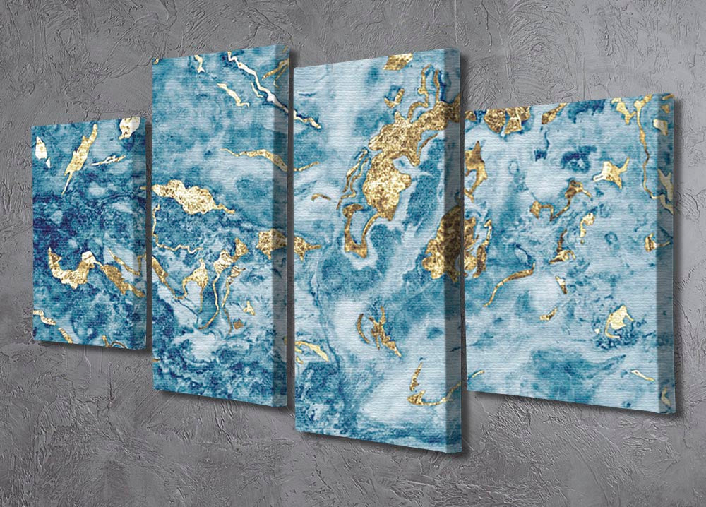 Navy and Gold Foil Marble 4 Split Panel Canvas - Canvas Art Rocks - 2