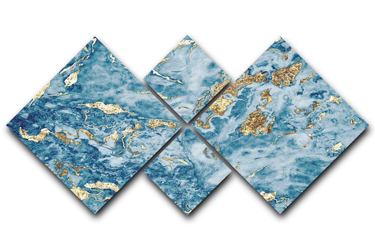Navy and Gold Foil Marble 4 Square Multi Panel Canvas - Canvas Art Rocks - 1