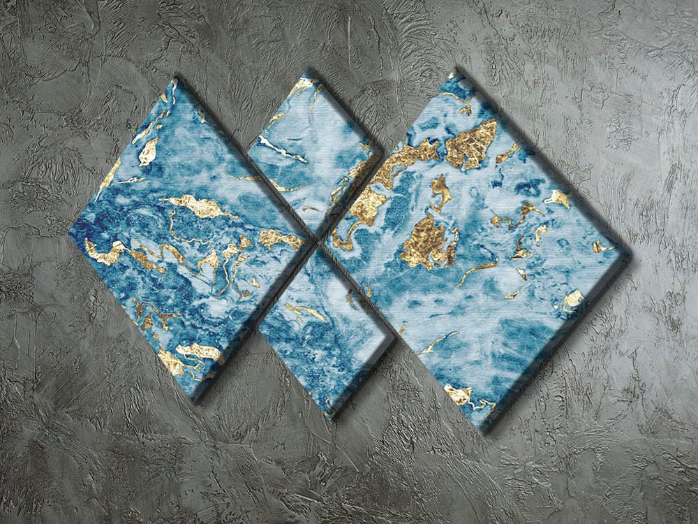 Navy and Gold Foil Marble 4 Square Multi Panel Canvas - Canvas Art Rocks - 2