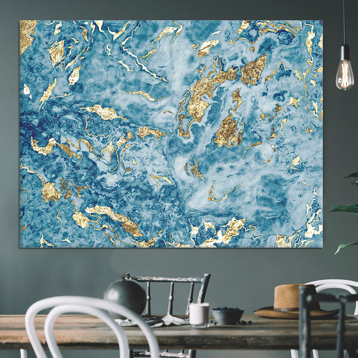 Navy and Gold Foil Marble Canvas Print or Poster - Canvas Art Rocks - 3