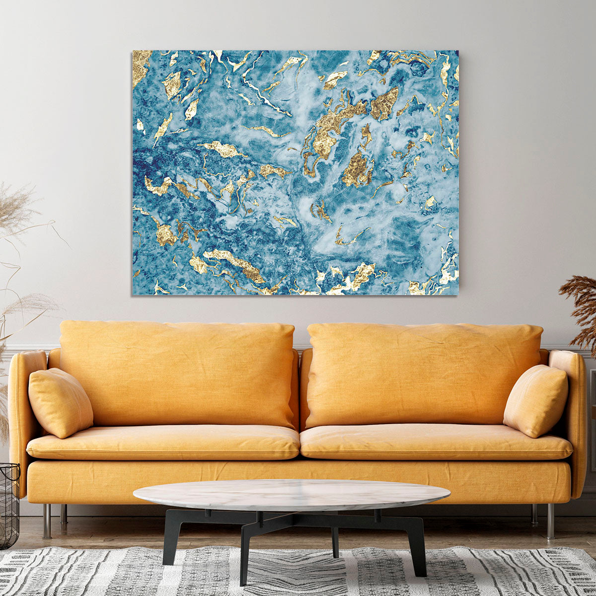 Navy and Gold Foil Marble Canvas Print or Poster - Canvas Art Rocks - 4