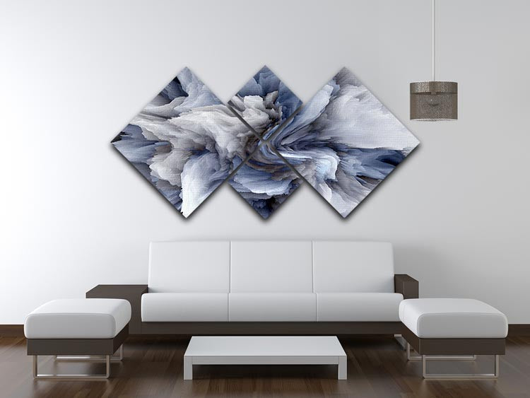 Navy and White Abstract Watercolour 4 Square Multi Panel Canvas - Canvas Art Rocks - 3