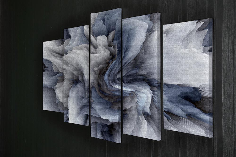 Navy and White Abstract Watercolour 5 Split Panel Canvas - Canvas Art Rocks - 2